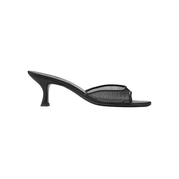 STAUD �Brigitte� Black Leather Mesh 55mm Mules Size 8 - Picture 1 of 6